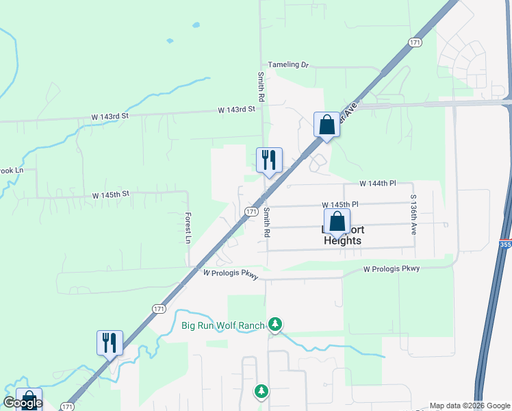 map of restaurants, bars, coffee shops, grocery stores, and more near 14545 Archer Avenue in Lockport
