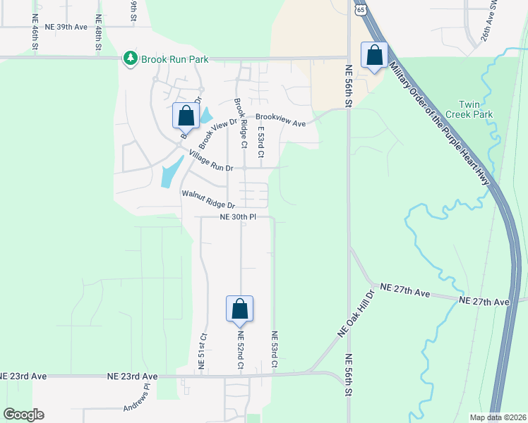 map of restaurants, bars, coffee shops, grocery stores, and more near 3030 Northeast 53rd Court in Des Moines