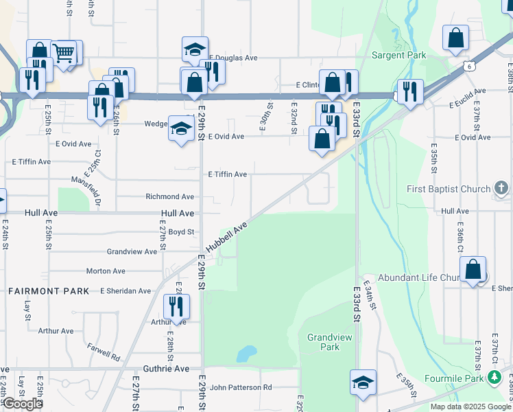 map of restaurants, bars, coffee shops, grocery stores, and more near 3002 Hubbell Avenue in Des Moines