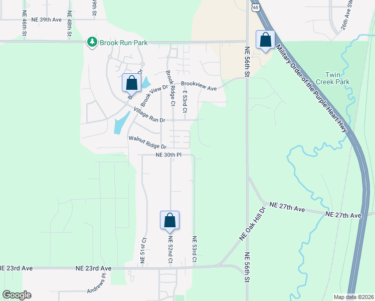 map of restaurants, bars, coffee shops, grocery stores, and more near 3030 Northeast 53rd Court in Des Moines