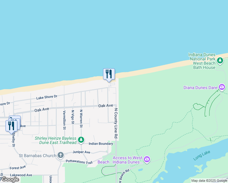 map of restaurants, bars, coffee shops, grocery stores, and more near 1109 North Wells Street in Gary