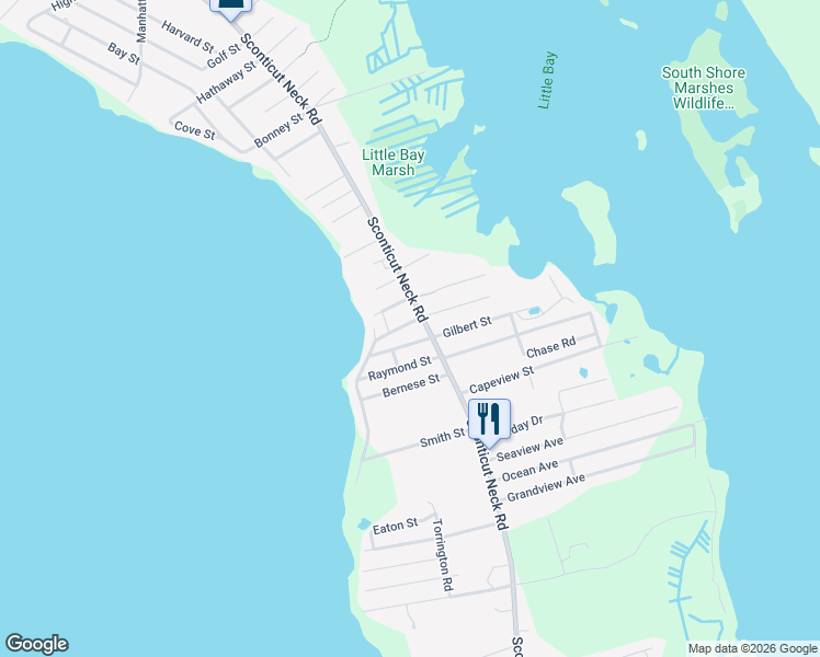 map of restaurants, bars, coffee shops, grocery stores, and more near 30 Raymond Street in Fairhaven