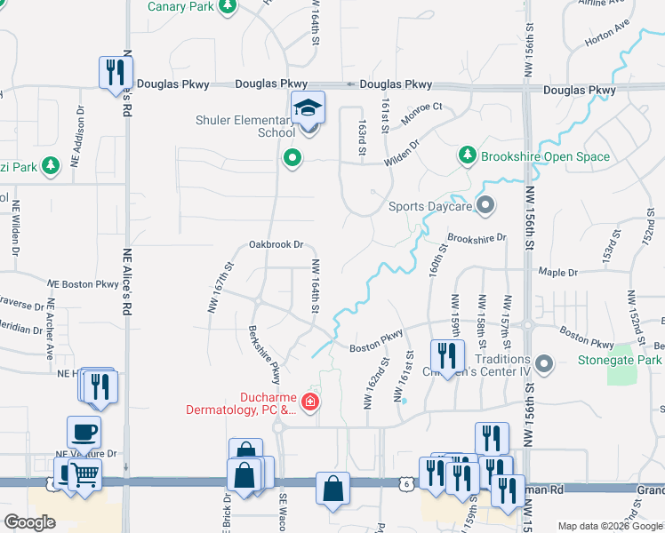 map of restaurants, bars, coffee shops, grocery stores, and more near 2943 Northwest 164th Street in Clive