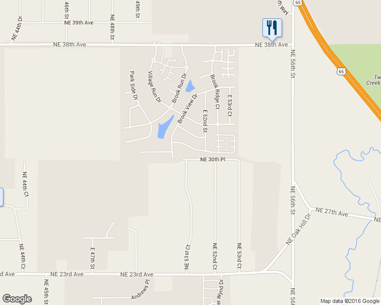 map of restaurants, bars, coffee shops, grocery stores, and more near 5129 Springwood Lane in Des Moines