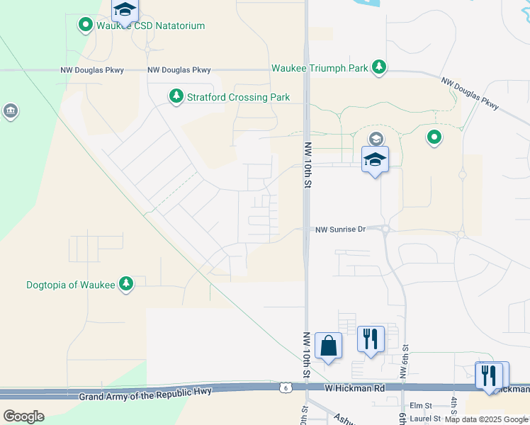 map of restaurants, bars, coffee shops, grocery stores, and more near 324 Northwest Manchester Boulevard in Waukee