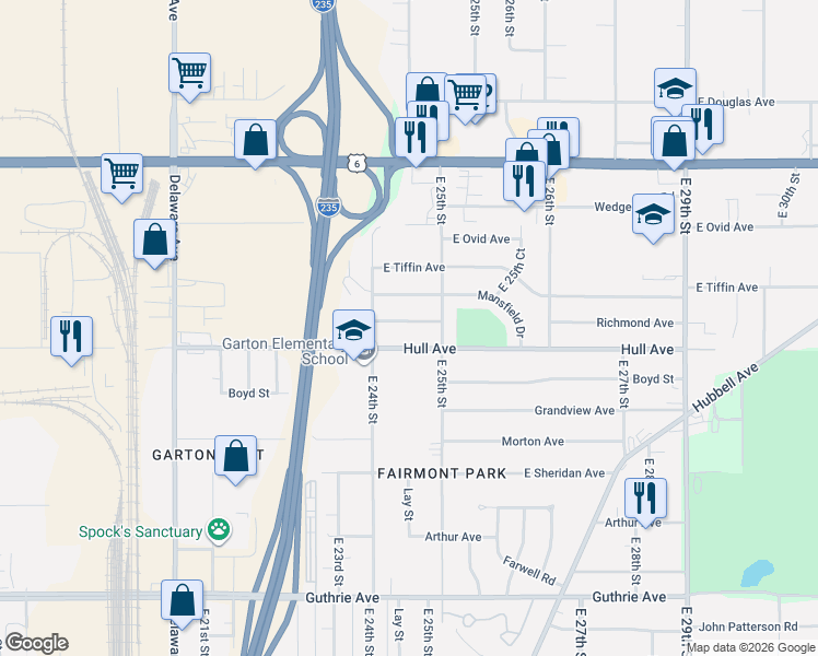 map of restaurants, bars, coffee shops, grocery stores, and more near 2438 Richmond Avenue in Des Moines
