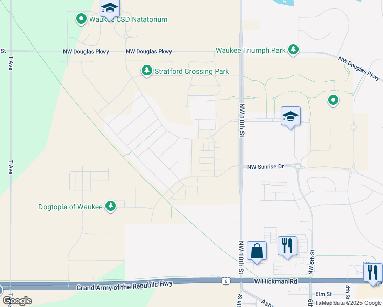 map of restaurants, bars, coffee shops, grocery stores, and more near Northwest Charlestown Lane in Waukee