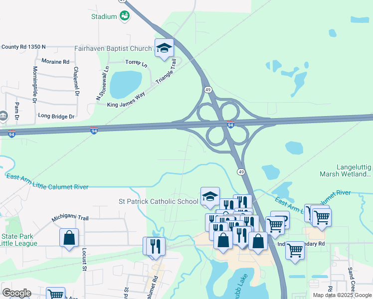 map of restaurants, bars, coffee shops, grocery stores, and more near in Chesterton