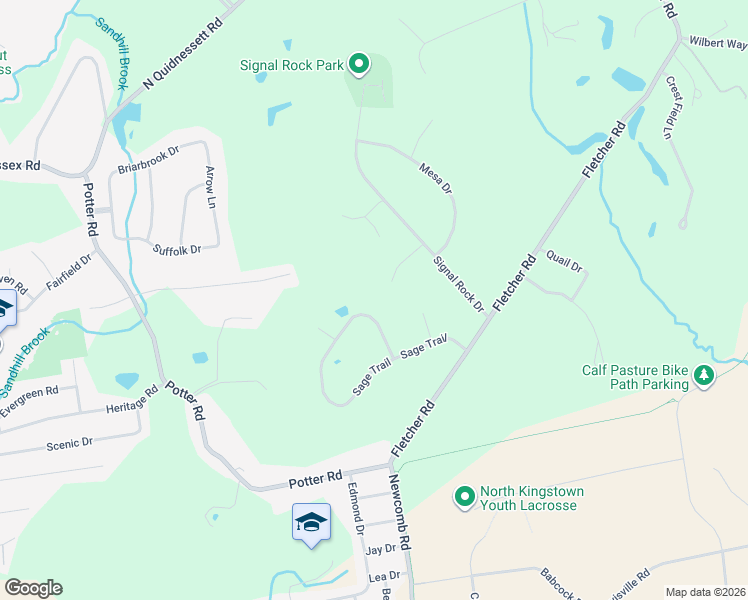 map of restaurants, bars, coffee shops, grocery stores, and more near 55 Arcadia Drive in North Kingstown