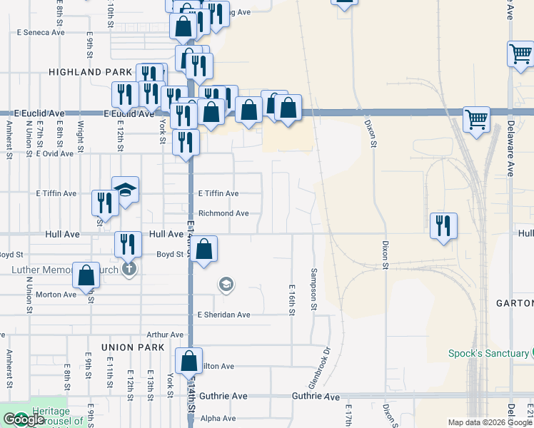 map of restaurants, bars, coffee shops, grocery stores, and more near 3109 Villa Vista Drive in Des Moines