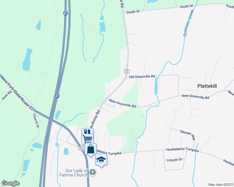 map of restaurants, bars, coffee shops, grocery stores, and more near 140 Plattekill Ardonia Road in Wallkill