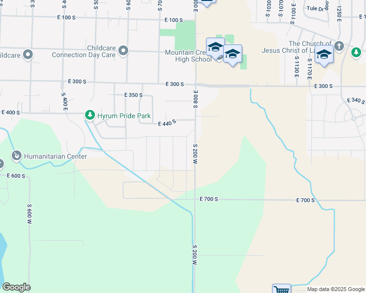 map of restaurants, bars, coffee shops, grocery stores, and more near 516 South 770 East in Hyrum