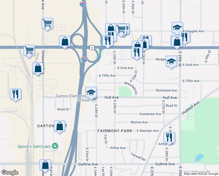 map of restaurants, bars, coffee shops, grocery stores, and more near 2438 Richmond Avenue in Des Moines