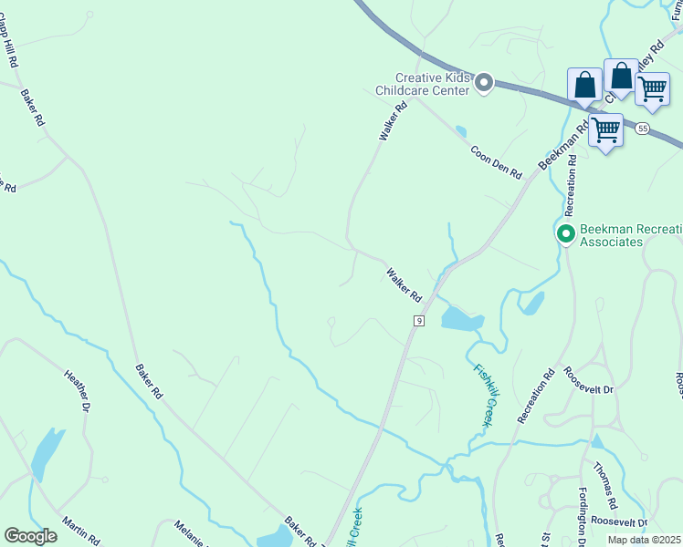 map of restaurants, bars, coffee shops, grocery stores, and more near 59 Walker Road in Beekman