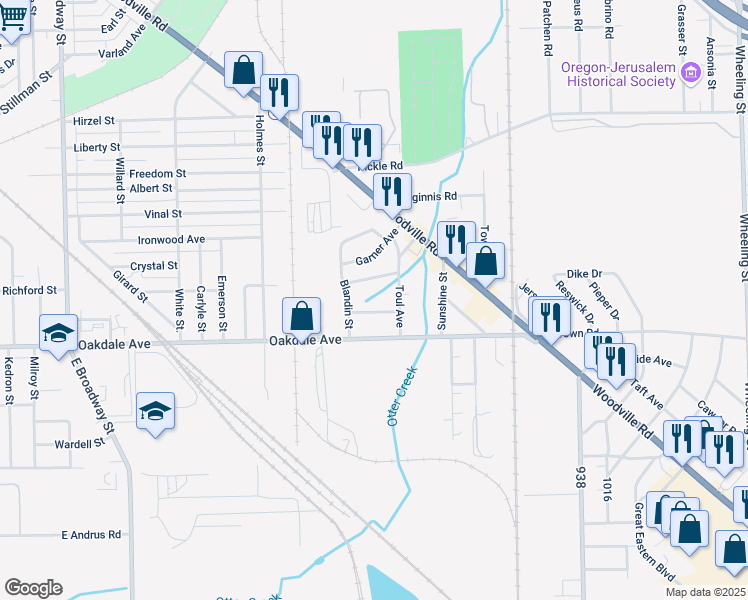 map of restaurants, bars, coffee shops, grocery stores, and more near 1927 Watts Avenue in Oregon