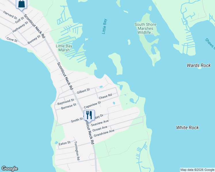 map of restaurants, bars, coffee shops, grocery stores, and more near 24 Wampanoag Drive in Fairhaven
