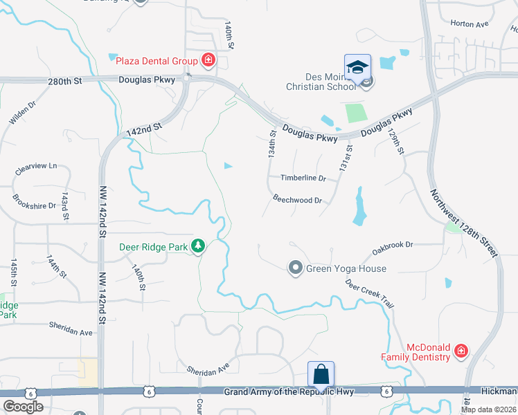 map of restaurants, bars, coffee shops, grocery stores, and more near 3516 133rd Way in Urbandale