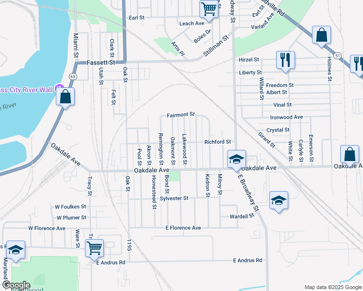 map of restaurants, bars, coffee shops, grocery stores, and more near 546 Richford Street in Toledo