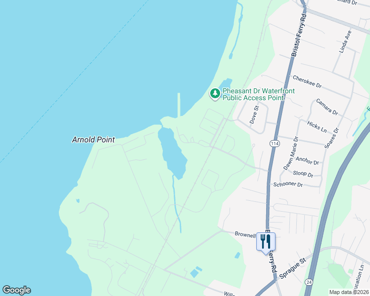 map of restaurants, bars, coffee shops, grocery stores, and more near 149 Newport Harbor Drive in Portsmouth