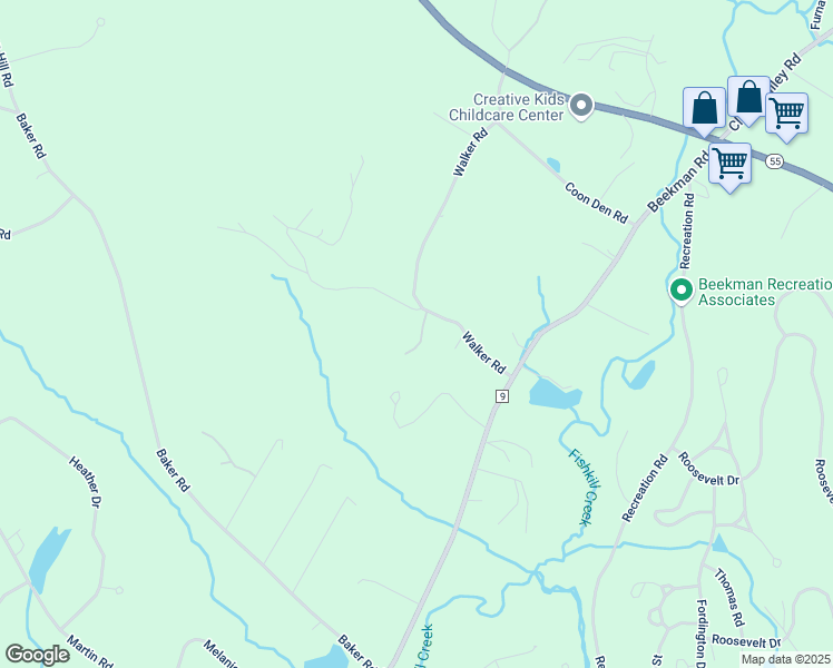 map of restaurants, bars, coffee shops, grocery stores, and more near 59 Walker Road in Beekman