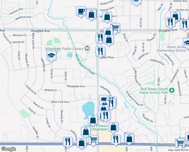 map of restaurants, bars, coffee shops, grocery stores, and more near 320 Whitson Drive in Urbandale