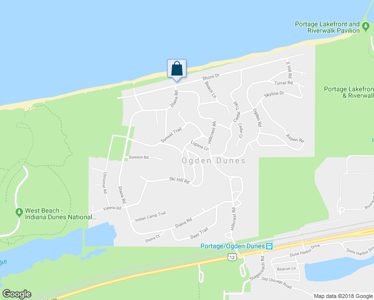 map of restaurants, bars, coffee shops, grocery stores, and more near 11 Ski Hill Road in Portage