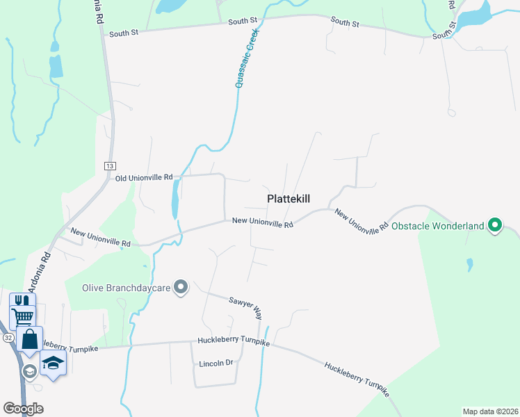 map of restaurants, bars, coffee shops, grocery stores, and more near Wildwood Road in Plattekill