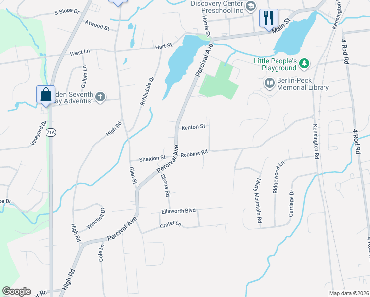 map of restaurants, bars, coffee shops, grocery stores, and more near 29 Robbins Road in Berlin