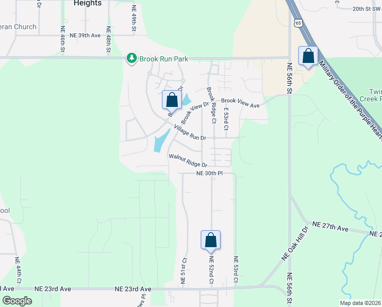 map of restaurants, bars, coffee shops, grocery stores, and more near 5129 Springwood Lane in Des Moines