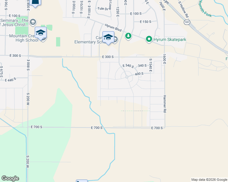 map of restaurants, bars, coffee shops, grocery stores, and more near 1274 East 480 South in Hyrum