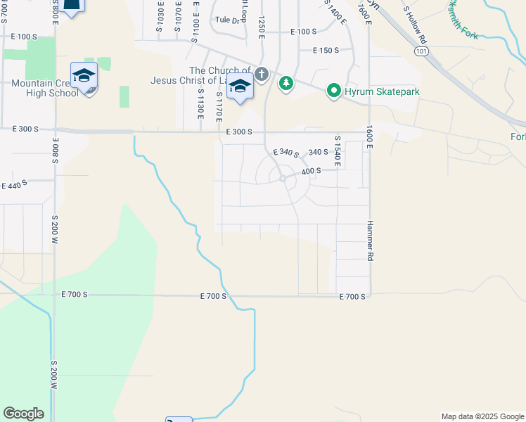 map of restaurants, bars, coffee shops, grocery stores, and more near 1290 East 480 South in Hyrum