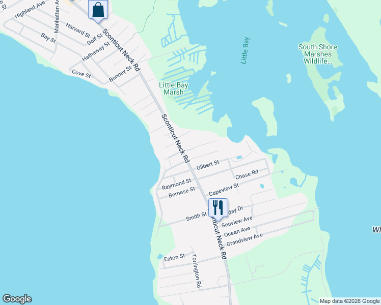 map of restaurants, bars, coffee shops, grocery stores, and more near 307 Sconticut Neck Road in Fairhaven