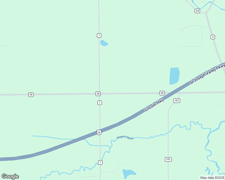 map of restaurants, bars, coffee shops, grocery stores, and more near 29901 County Road 26 in Elkhart