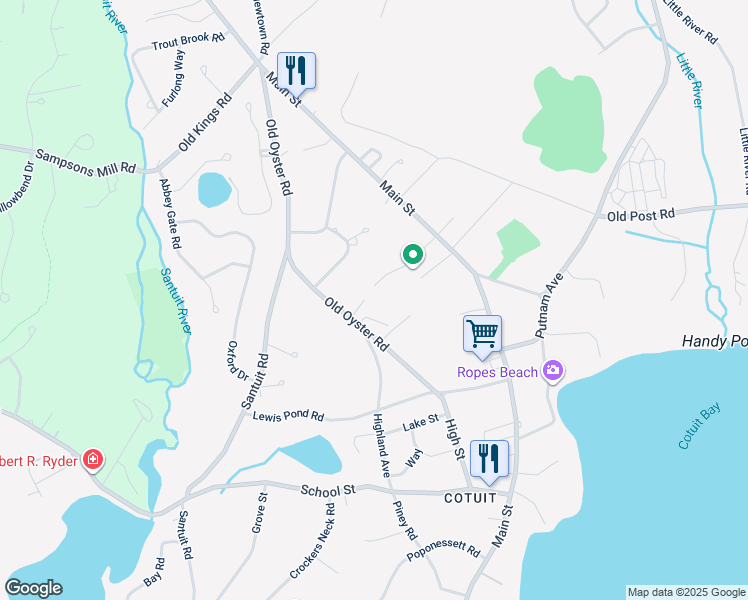 map of restaurants, bars, coffee shops, grocery stores, and more near 140 Old Oyster Road in Barnstable