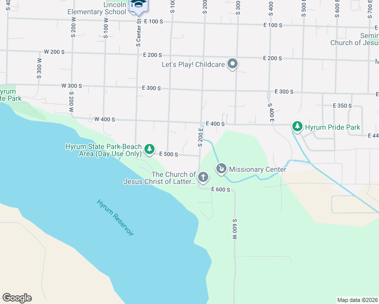 map of restaurants, bars, coffee shops, grocery stores, and more near 175 East 500 South in Hyrum