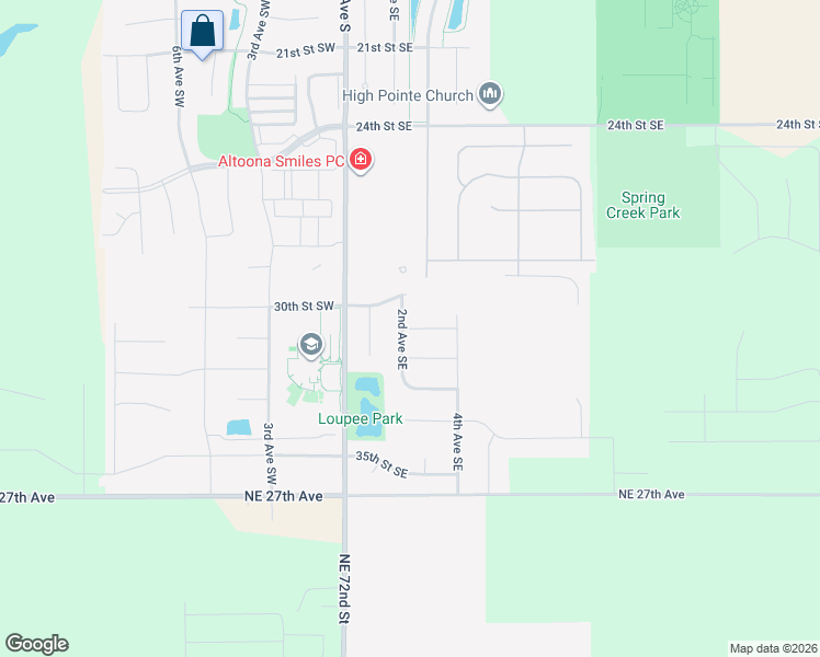map of restaurants, bars, coffee shops, grocery stores, and more near 202 31st Street Southeast in Altoona