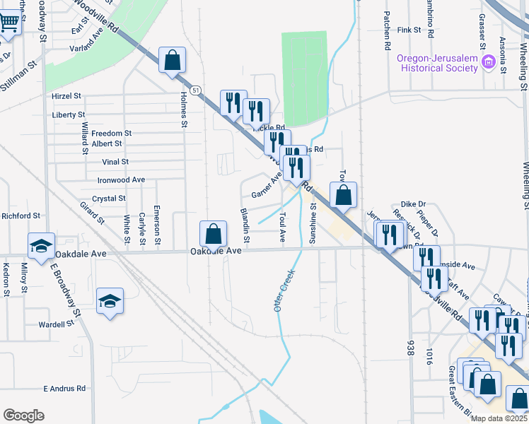 map of restaurants, bars, coffee shops, grocery stores, and more near 1927 Watts Avenue in Oregon