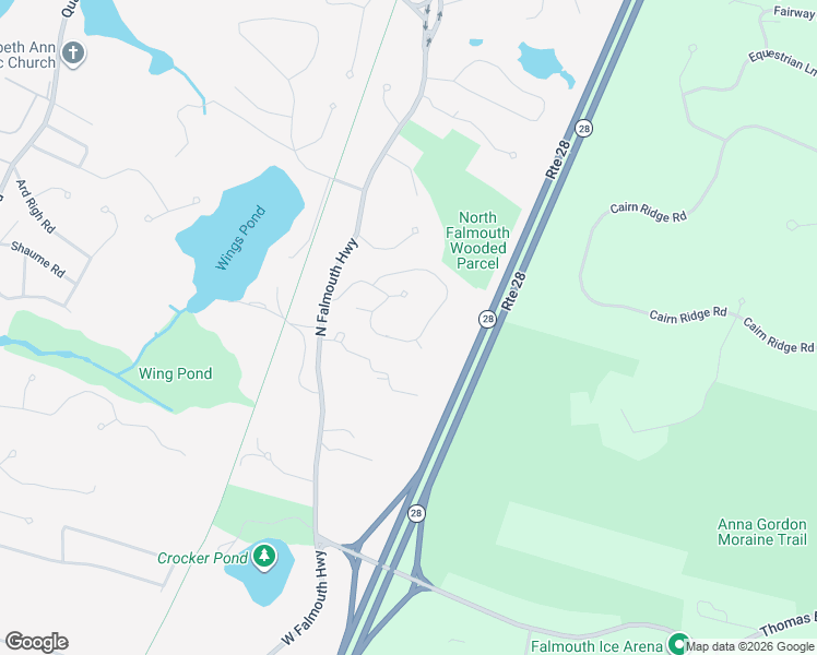 map of restaurants, bars, coffee shops, grocery stores, and more near 78 Streeter Hill Road in Falmouth