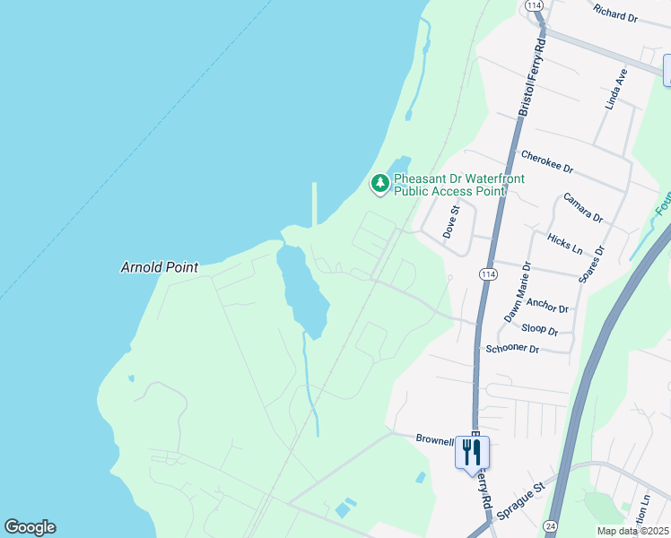 map of restaurants, bars, coffee shops, grocery stores, and more near 149 Newport Harbor Drive in Portsmouth