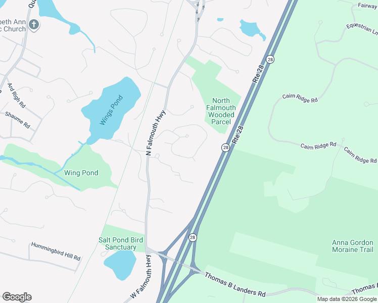 map of restaurants, bars, coffee shops, grocery stores, and more near 75 Streeter Hill Road in Falmouth