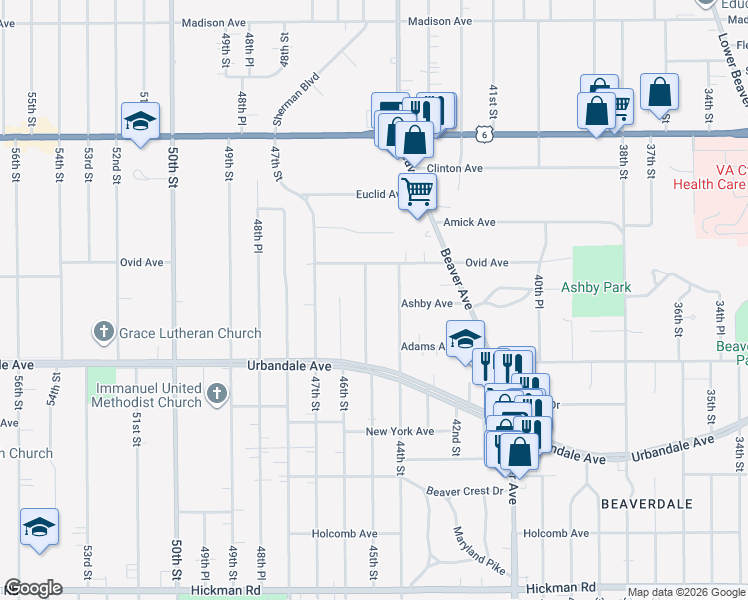 map of restaurants, bars, coffee shops, grocery stores, and more near 3114 45th Street in Des Moines
