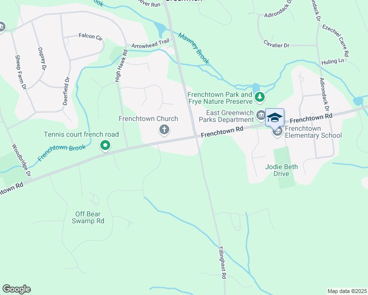 map of restaurants, bars, coffee shops, grocery stores, and more near 1300 Frenchtown Road in East Greenwich