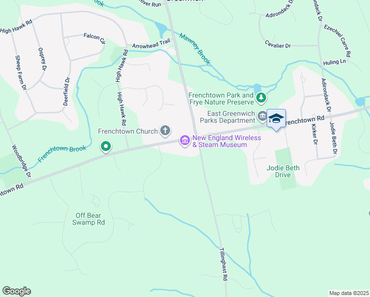 map of restaurants, bars, coffee shops, grocery stores, and more near 1300 Frenchtown Road in East Greenwich