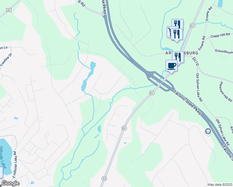 map of restaurants, bars, coffee shops, grocery stores, and more near 21 Huckleberry Lane in Hopewell Junction
