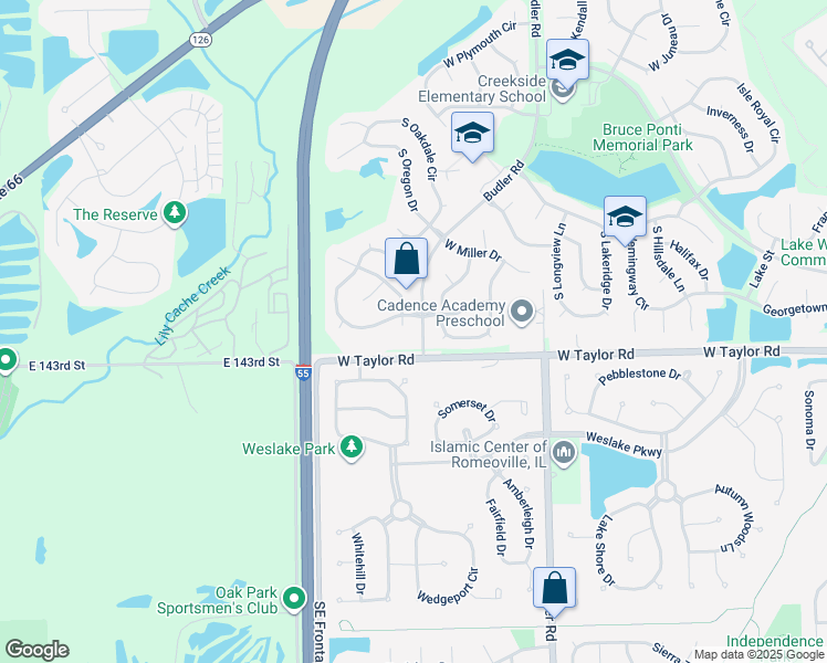 map of restaurants, bars, coffee shops, grocery stores, and more near 22200 West Niagara Trail in Plainfield