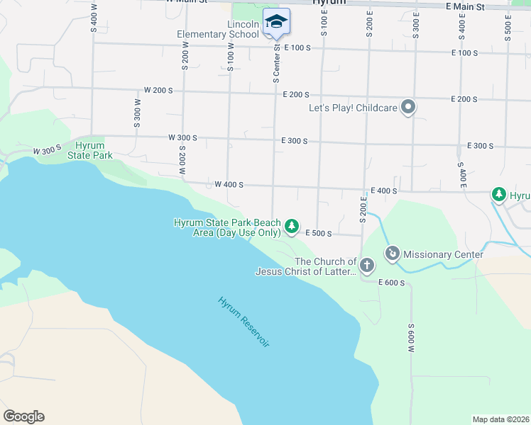 map of restaurants, bars, coffee shops, grocery stores, and more near 460 South Center Street in Hyrum