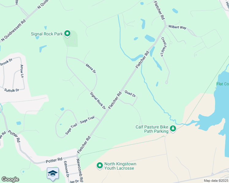 map of restaurants, bars, coffee shops, grocery stores, and more near 575 Fletcher Road in North Kingstown