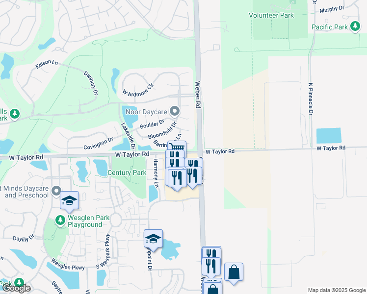 map of restaurants, bars, coffee shops, grocery stores, and more near 20841 Bangor Court in Plainfield