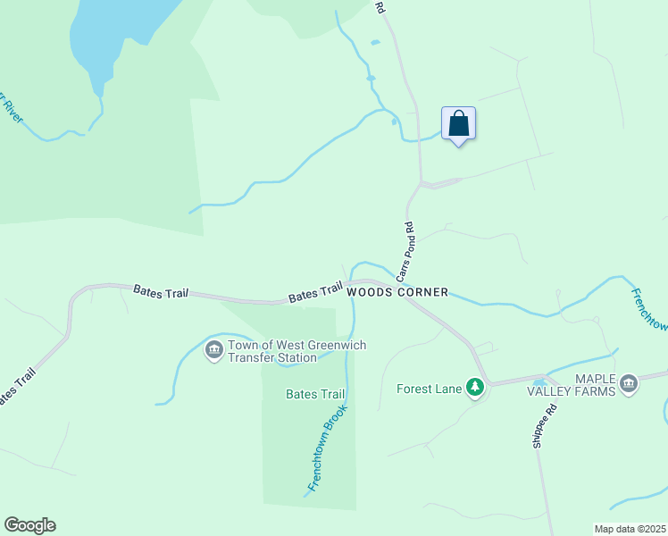map of restaurants, bars, coffee shops, grocery stores, and more near 9 Bates Trail in West Greenwich
