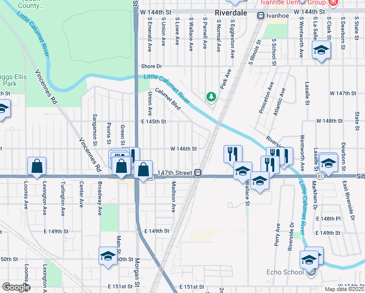 map of restaurants, bars, coffee shops, grocery stores, and more near 14531 Jefferson Street in Harvey